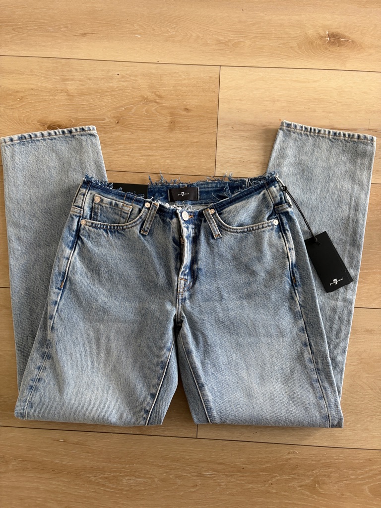 7 For All Man Kind Low Cigarette Blue Erosion Jeans